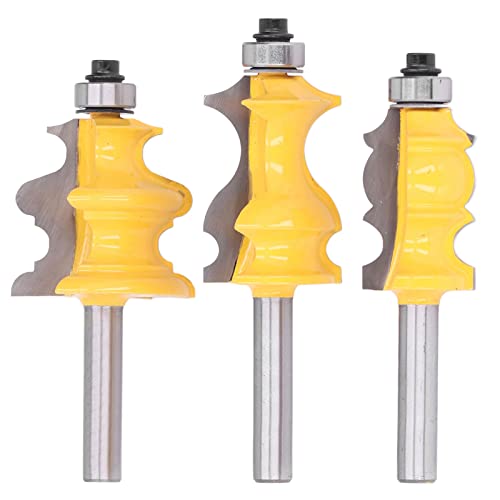 MUNEFE Architectural Moldings Router Bit, Shank Frame Router Bit Set, Woodworking Miter Carbide CNC Cutting Tool for Synthetic Materials (3Pcs 8mm) von MUNEFE