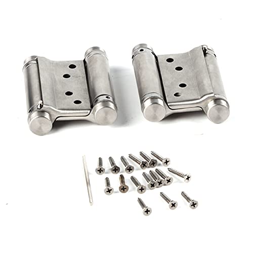 MUNEFE Cafe Saloon Bars Door Swing Hinges, Double Action Spring Hinge, Stainless Steel Cafe Saloon Door Swing Self Closing for Freegate, Bar Counter Doors (2Pcs 3Inch) von MUNEFE