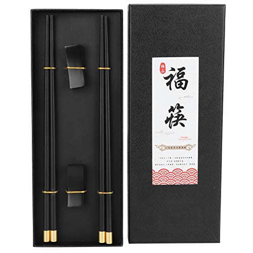 Munefe Chinese Style Chopsticks Set, schwarze wiederverwendbare Essstäbchen, Haushaltsgeschirr Besteck für das Heimnotor Restaurant (Ziguang-Sandelholz-Zwei-Pair-Paket (mit) von MUNEFE
