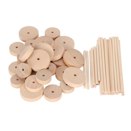 Munefe Holzräder, Holzhandwerksräder Set, runde Radholzstücke, die für DIY -Projekt Malerei Dekoration Handwerk geeignet sind von MUNEFE