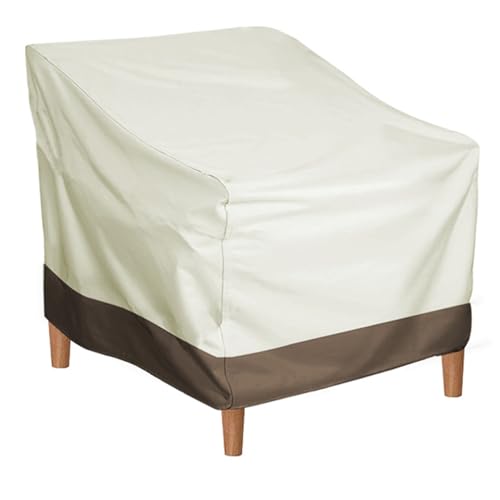 Patio Chair Cover Outdoor Furniture Cover Water and Dust Resistant Oxford Cloth Patio Lawn Furniture Cover Outdoor Chair Cover (Beige with Coffee Color) von MUNEFE