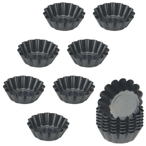 MUNGHOK 14 Stück Kleine Tartelette Förmchen, Mini Tarte Förmchen aus Kohlenstoffstahl, Antihaft Quicheform Klein Tarteform Muffinform Rund Pie Form für Obst Tarte, Pudding, Muffins, Cupcakes von MUNGHOK
