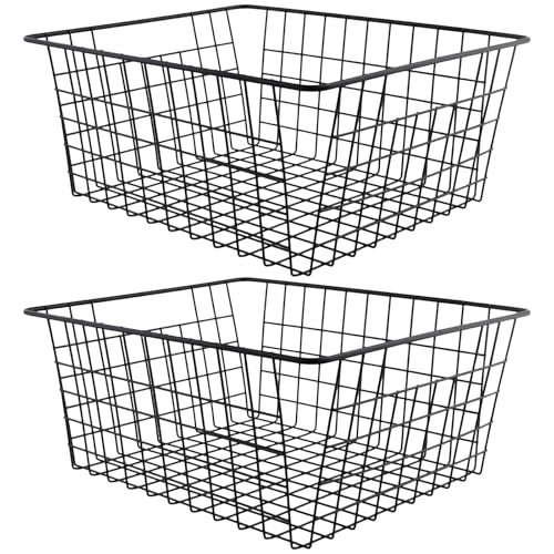 MUNGHOK 2 Stück Drahtkorb Metallkorb Schwarz, 36 x 29 x 16 cm Eisen Korb Schwarz, Aufbewahrung Metallkorb Regal, Draht Aufbewahrungskörbe für Büro, Küche, Badezimmer, Schränke MUNGHOK 2 Stück Drahtkorb Metallkorb Schwarz, 36 x 29 x 16 cm Eisen Korb Schwarz, Aufbewahrung Metallkorb Regal, Draht Aufbewahrungskörbe für Büro, Küche, Badezimmer, Schränke von MUNGHOK