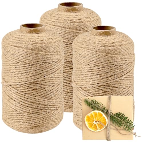 MUNGHOK 3 Stück 500m x 2mm Juteschnur, Jute Kordel Juteseil geflochten, Garten Kordel Jute Paketschnur Bastelschnur für DIY Haushalt Kunsthandwerk Gartenarbeit Dekoration Foto hängen von MUNGHOK