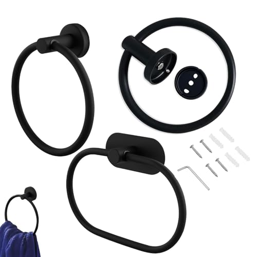 MUNGHOK 3 Stück Handtuchring Badezimmer, Handtuchhalter Ohne Bohren, Edelstahl Handtuchhalter Ring zum Kleben, Wandmontage Handtuchstange Badetuchhalter mit Hardware Zubehör von MUNGHOK