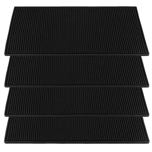 MUNGHOK 4 Stück 15 x 30 cm Barmatte Silikon Schwarz, Bar Service Mat Rubber Strapazierfähige Tresenmatte, rutschfeste Gummi Barmatte Geschirr Abtropfmatte für Bar, Kaffeemaschine Matte von MUNGHOK