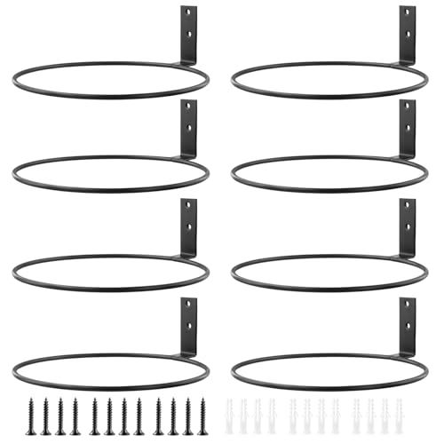 MUNGHOK 8 Stück 20cm Wandhalterung Blumentopf Schwarz, Wand Blumentopfhalter Ring Wandmontage Pflanzen Wandhalterung Pflanzenhalter Rund für Garten Balkon Blumentöpfe von MUNGHOK