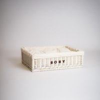 Handgefertigtes Weißes Weiden Hunde- Und Katzenbett - Waschbares Kissen, 60 X 50 cm von MUNIAnaturally