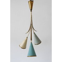 Extrem Seltene Und Elegante Mid Century Modern Sputnik Atomic Pendelleuchte | Deckenlampe, 1950Er Jahre, Stilnovo Arredoluce Era von MUNICHMODERN