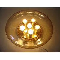 xl Elegante Mid Century Modern Glashütte Limburg Wandleuchte | Deckenleuchte Bernsteinfarbig 1960Er Jahre von MUNICHMODERN