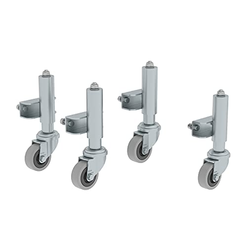 Feder-Bremsrollen, 1 Satz (4 Stück), Durchmesser 50 mm zum Selbstanbau passend für Podeste mit 3-4 Rollen von Günzburger Steigtechnik
