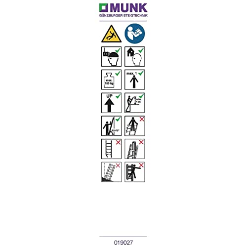 MUNK Günzburger Steigtechnik 19168 Hinweis-Aufkleber für Tritte/Podeste ohne Haltevorrichtung Aufk von MUNK Günzburger Steigtechnik