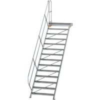Munk Treppe mit Plattform 45° Stufenbreite 1000 mm 14 Stufen Aluminium geriffelt von MUNK