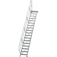 Munk Treppe mit Plattform 45° Stufenbreite 600 mm 17 Stufen Aluminium geriffelt von MUNK