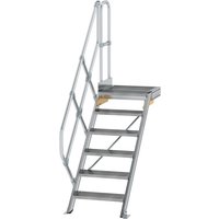 Munk Treppe mit Plattform 45° Stufenbreite 600 mm 6 Stufen Aluminium geriffelt von MUNK