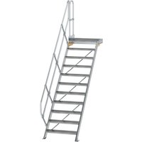 Munk Treppe mit Plattform 45° Stufenbreite 800 mm 11 Stufen Aluminium geriffelt von MUNK
