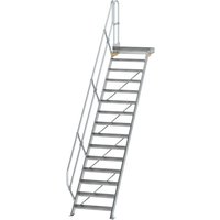 Munk Treppe mit Plattform 45° Stufenbreite 800 mm 15 Stufen Aluminium geriffelt von MUNK