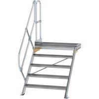 Munk Treppe mit Plattform 45° Stufenbreite 800 mm 5 Stufen Aluminium geriffelt von MUNK