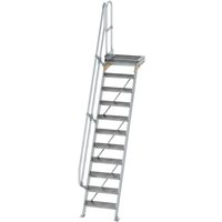 Munk Treppe mit Plattform 60° Stufenbreite 600 mm 11 Stufen Aluminium geriffelt von MUNK