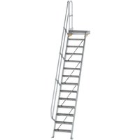 Munk Treppe mit Plattform 60° Stufenbreite 600 mm 14 Stufen Aluminium geriffelt von MUNK
