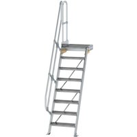 Munk Treppe mit Plattform 60° Stufenbreite 600 mm 8 Stufen Aluminium geriffelt von MUNK