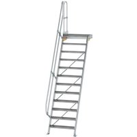 Munk Treppe mit Plattform 60° Stufenbreite 800 mm 12 Stufen Aluminium geriffelt von MUNK
