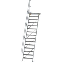 Munk Treppe mit Plattform 60° Stufenbreite 800 mm 15 Stufen Aluminium geriffelt von MUNK