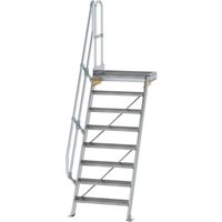 Munk Treppe mit Plattform 60° Stufenbreite 800 mm 8 Stufen Aluminium geriffelt von MUNK