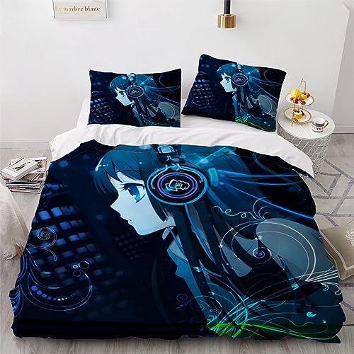 MUNOOR Anime Frau Kinderbettwäsche Jungen Mädchen 135x200 Blau Bettbezug mit Reißverschluss 3D Weich Mikrofaser Bettwäsche-Sets Zimmer Dekor Bettbezüge mit 2 Kissenbezüge 80x80 von MUNOOR