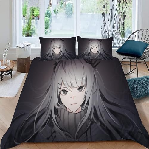 MUNOOR Anime Frau Kinderbettwäsche Jungen Mädchen 135x200 Manga Bettbezug mit Reißverschluss 3D Weich Mikrofaser Bettwäsche-Sets Zimmer Dekor Bettbezüge mit 2 Kissenbezüge 80x80 von MUNOOR