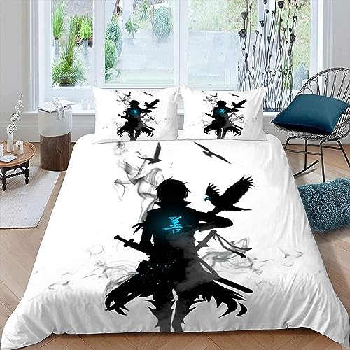 Bettwäsche 135x200 Anime-Stil Bettbezug mit ReißVerschluss Kinder Bettwäsche Set mit Kissenbezug 80x80 Weich Leicht Mikrofaser 3D Motiv Japanischer Manga Bettbezüge Pour Jungen Mädchen von MUNOOR