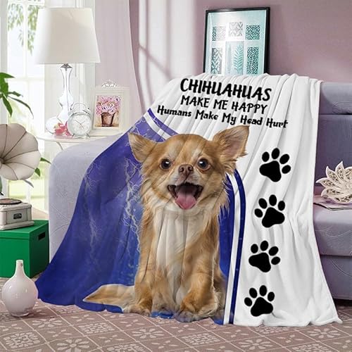MUNOOR Chihuahua Kuscheldecken 100x130 cm Weich Flanelldecke Wohndecke Geschenke für Kinder Erwachsene, Decke 3D mit Motiv Haustier Hund Sofadecke Couchdecke Tagesdecke von MUNOOR