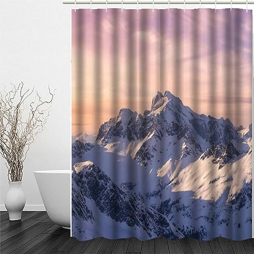 MUNOOR Die Berge Duschvorhang 240 x 200 mit 12 Duschvorhangringe für Badewanne Badezimmer Natürliche Landschaft Lang Duschvorhänge Anti-Schimmel Wasserdicht Stoff Polyester Badewanne Vorhang von MUNOOR