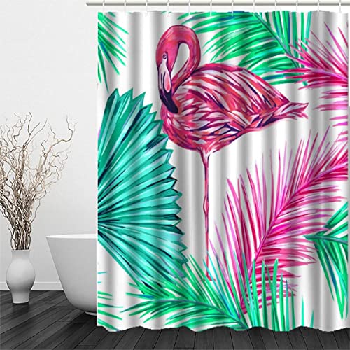 MUNOOR Flamingo Duschvorhang 240 x 200 mit 12 Duschvorhangringe für Badewanne Badezimmer Tropisch Rosa Lang Duschvorhänge Anti-Schimmel Wasserdicht Stoff Polyester Badewanne Vorhang von MUNOOR