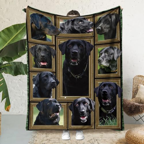 MUNOOR Labrador Retriever Kuscheldecken 100x130 cm Weich Flanelldecke Wohndecke Geschenke für Kinder Erwachsene, Decke 3D mit Motiv Tiere Schwarz Sofadecke Couchdecke Tagesdecke von MUNOOR
