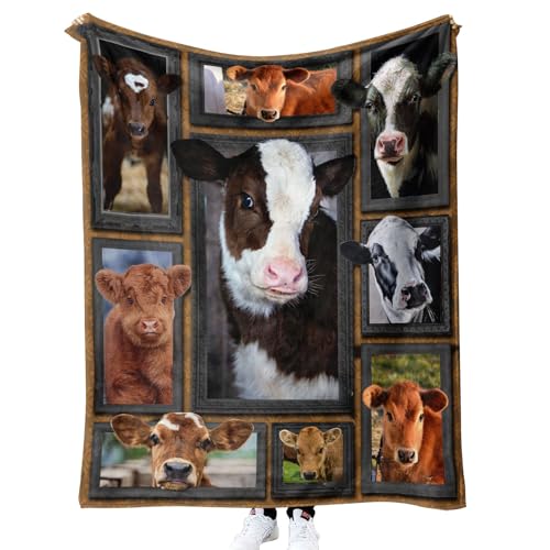 MUNOOR Milchkuh Kuscheldecken 150x200 cm Weich Flanelldecke Wohndecke Geschenke für Kinder Erwachsene, 3D Tier Kuh Decke Sofadecke Couchdecke Tagesdecke von MUNOOR