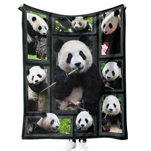 Panda Kuscheldecken 100x130 cm Weich Flanelldecke Wohndecke Geschenke für Kinder Erwachsene, Decke 3D mit Motiv Tiere Bambus Sofadecke Couchdecke Tagesdecke von MUNOOR