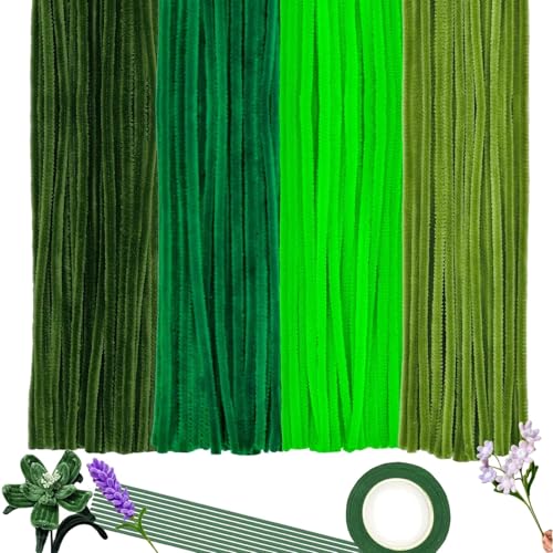 MUNSKT Pipe Cleaners 4 Different Green for Crafts 100 Pieces Chenille Wire Pipe Cleaners,DIY, Craft Projects, Chenille Wire, Bending Plush for Crafts and Decorating, Pipe Cleaner von MUNSKT