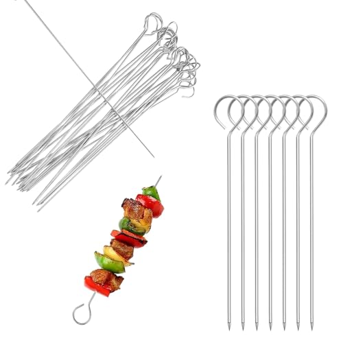 80 Stück Wiederverwendbar Rouladennadeln, MUNTE Schaschlikspieße Edelstahl mit Ring, Grill Spieße Leicht zu Reinigen, für Familiengrillen, Picknick im Freien (2,5 MM x 15 CM) von MUNTE