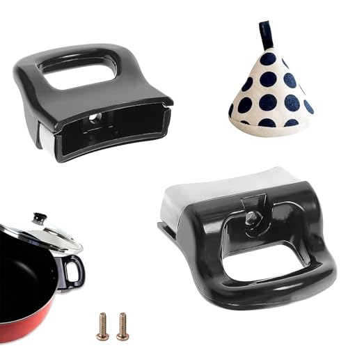 MUNTE 2 Stück Topfgriff Schwarz, Schnellkochtopfgriff Set, Kurzer Topfgriff aus Aluminiumlegierung, mit Schrauben Und Verbrühschutzkappe, für Schnellkochtopf, Schmortopf MUNTE 2 Stück Topfgriff Schwarz, Schnellkochtopfgriff Set, Kurzer Topfgriff aus Aluminiumlegierung, mit Schrauben Und Verbrühschutzkappe, für Schnellkochtopf, Schmortopf von MUNTE