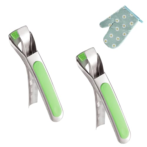 MUNTE 2 Stück Verbrühschutzclip Edelstahl, Zange für Heißluftfritteuse mit Verbrühsicheren Handschuhen, Silikon Zange für Airfryer, 16.8CM, für Teller, Schüsseln, Kochgeschirr von MUNTE