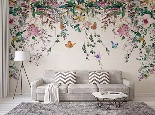 3D Fototapete 3D Effekt Floral Frische Aquarell Reben Tapete Vlies Wandbild Wohnzimmer Hintergrundbilder Wanddeko von MUNXIN WALLPAPER