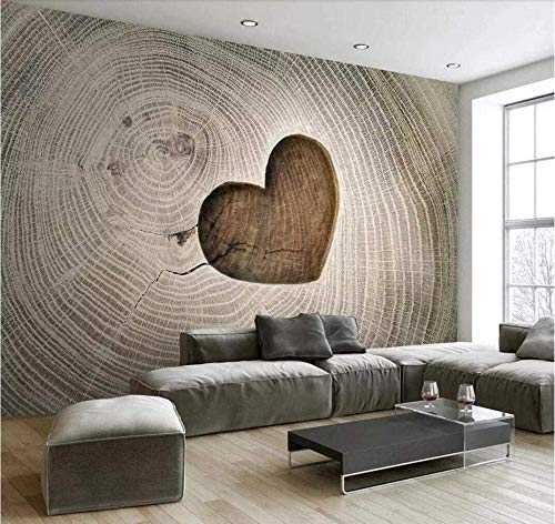 Fototapete 3D Effekt Kreatives Herz formte openwork Holzmaserung-Hintergrundwand Tapete Vliestapete Wandbilder Wanddeko (300cmx210cm) von MUNXIN WALLPAPER