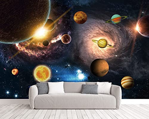 Fototapete 3D Effekt Planet Sonnensystem Universum Tapeten Vliestapete Wohnzimmer Wandbilder Wanddeko von MUNXIN WALLPAPER