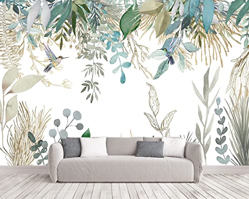 MUNXIN WALLPAPER Fototapete 3D Effekt Elegante Tropische Blätter Blumen Und Vögel Tapeten fur Wohnzimmer Schlafzimmer Moderne Wandbilder Natur Wanddekoration von MUNXIN WALLPAPER