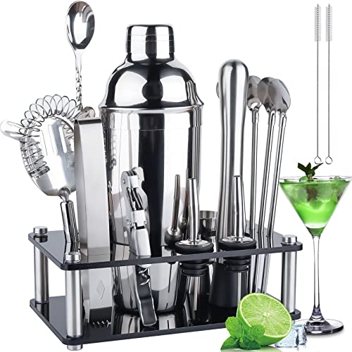 MUOIVG Cocktail Set, Edelstahl Cocktail Shaker Set, 17 Teiliges Barkeeper Set,750ml Cocktailshaker Set mit Acryl Ständer, Rezeptbuch, Öffner, Messbecher und Bar Löffel ect, für Zuhause oder die Bar MUOIVG Cocktail Set, Edelstahl Cocktail Shaker Set, 17 Teiliges Barkeeper Set,750ml Cocktailshaker Set mit Acryl Ständer, Rezeptbuch, Öffner, Messbecher und Bar Löffel ect, für Zuhause oder die Bar von MUOIVG