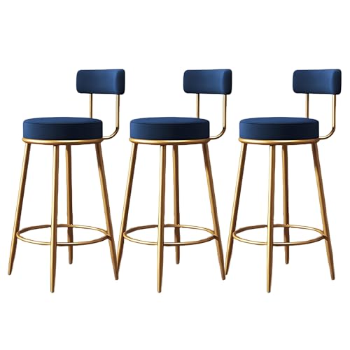 MUOLVSQ Barhocker - Barhocker-Set mit 2/3/4 modernen Barhockern aus Samt - Mehrere Farben sind verfügbar - for Kücheninsel-Esszimmer(Blue,3PS) von MUOLVSQ