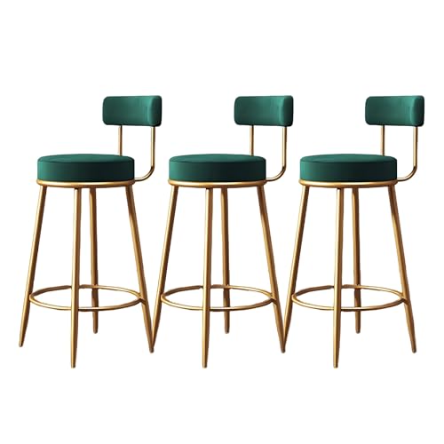 MUOLVSQ Barhocker - Barhocker-Set mit 2/3/4 modernen Barhockern aus Samt - Mehrere Farben sind verfügbar - for Kücheninsel-Esszimmer(Green,3PS) von MUOLVSQ