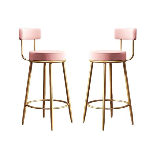 MUOLVSQ Barhocker - Barhocker-Set mit 2/3/4 modernen Barhockern aus Samt - Mehrere Farben sind verfügbar - for Kücheninsel-Esszimmer(Pink,2PCS) von MUOLVSQ