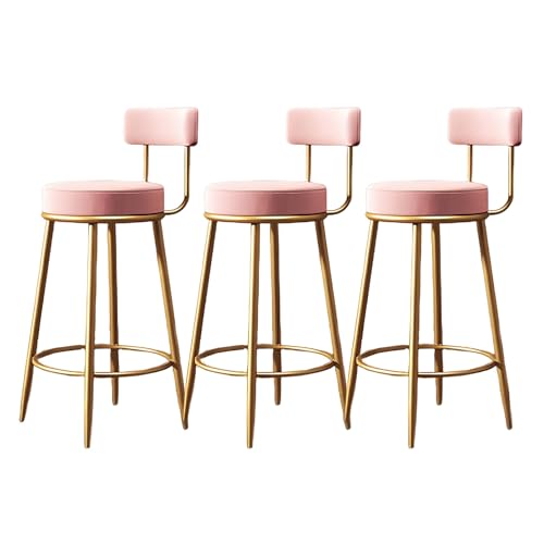 MUOLVSQ Barhocker - Barhocker-Set mit 2/3/4 modernen Barhockern aus Samt - Mehrere Farben sind verfügbar - for Kücheninsel-Esszimmer(Pink,3PS) von MUOLVSQ